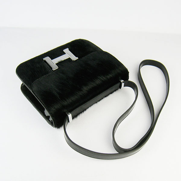 7A Hermes Oxhide Leather Message Bag Black H017 - Click Image to Close